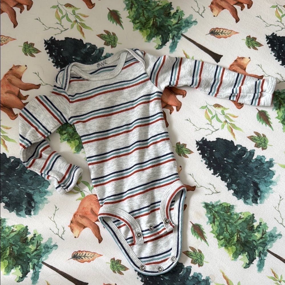 Striped Gray and Red Kids One Piece